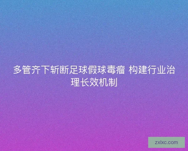 多管齐下斩断足球假球毒瘤 构建行业治理长效机制