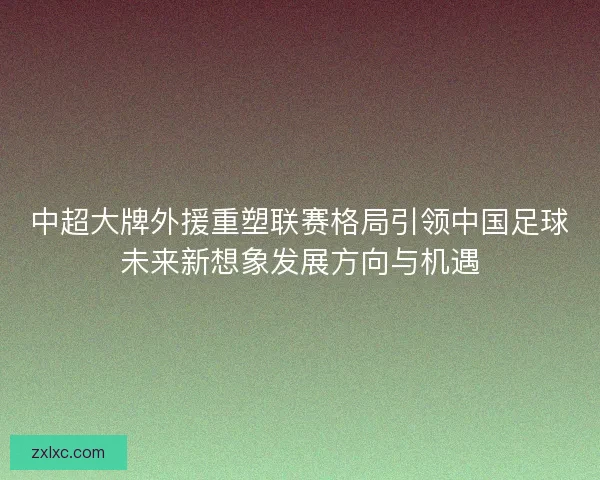 中超大牌外援重塑联赛格局引领中国足球未来新想象发展方向与机遇