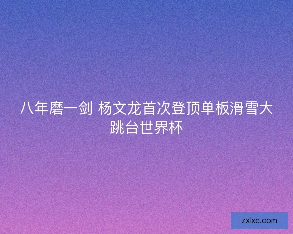 八年磨一剑 杨文龙首次登顶单板滑雪大跳台世界杯 八年磨一剑 杨文龙首次登顶单板滑雪大跳台世界杯