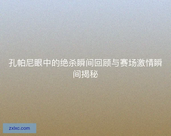 孔帕尼眼中的绝杀瞬间回顾与赛场激情瞬间揭秘