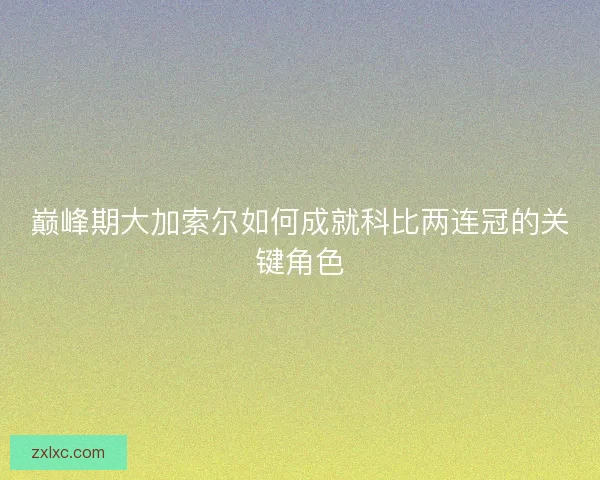巅峰期大加索尔如何成就科比两连冠的关键角色